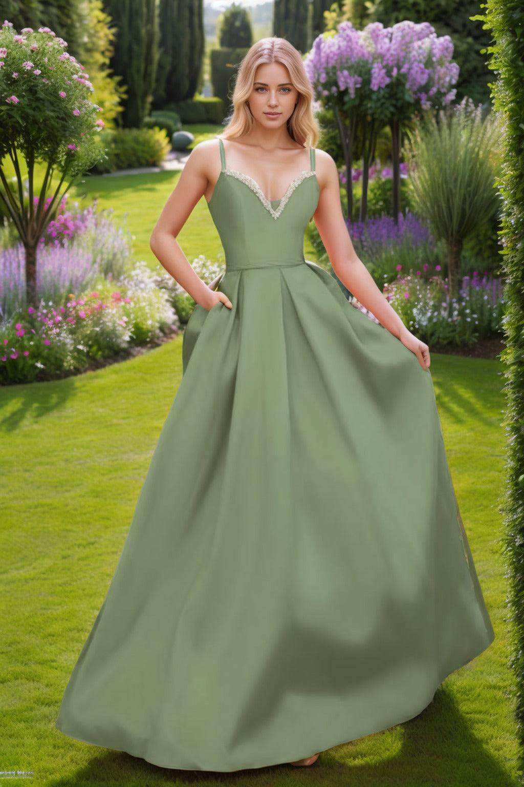 A-Line Floor Length Satin Prom Dress CS0451
