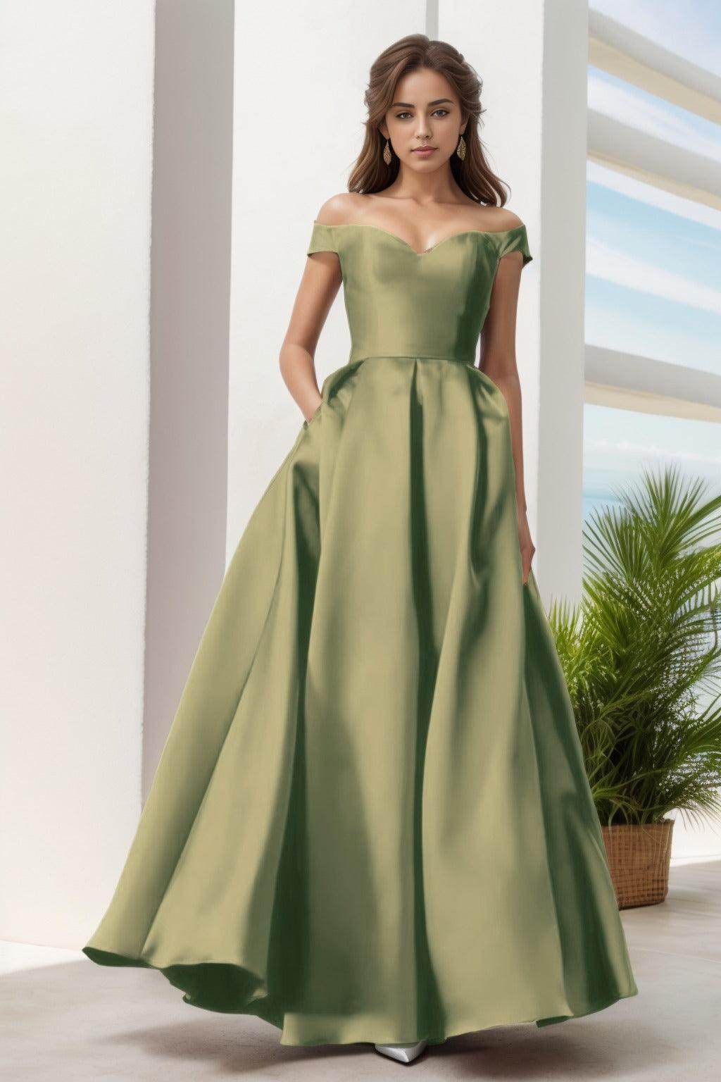 A-Line Floor Length Satin Prom Dress CS0408