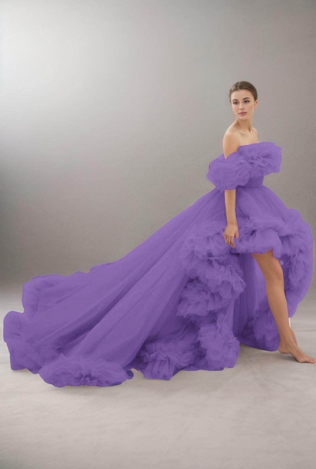 A-Line Court Train Tulle Prom Dress CS0406