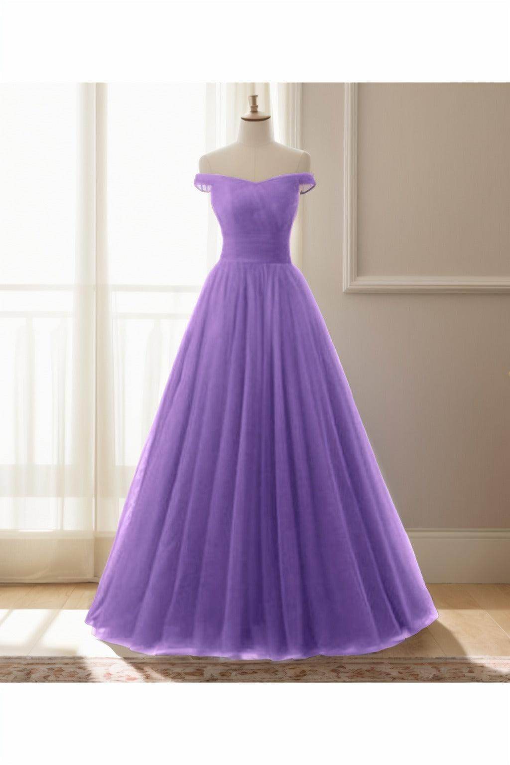 A-Line Floor Length Tulle Prom Dress CS0459