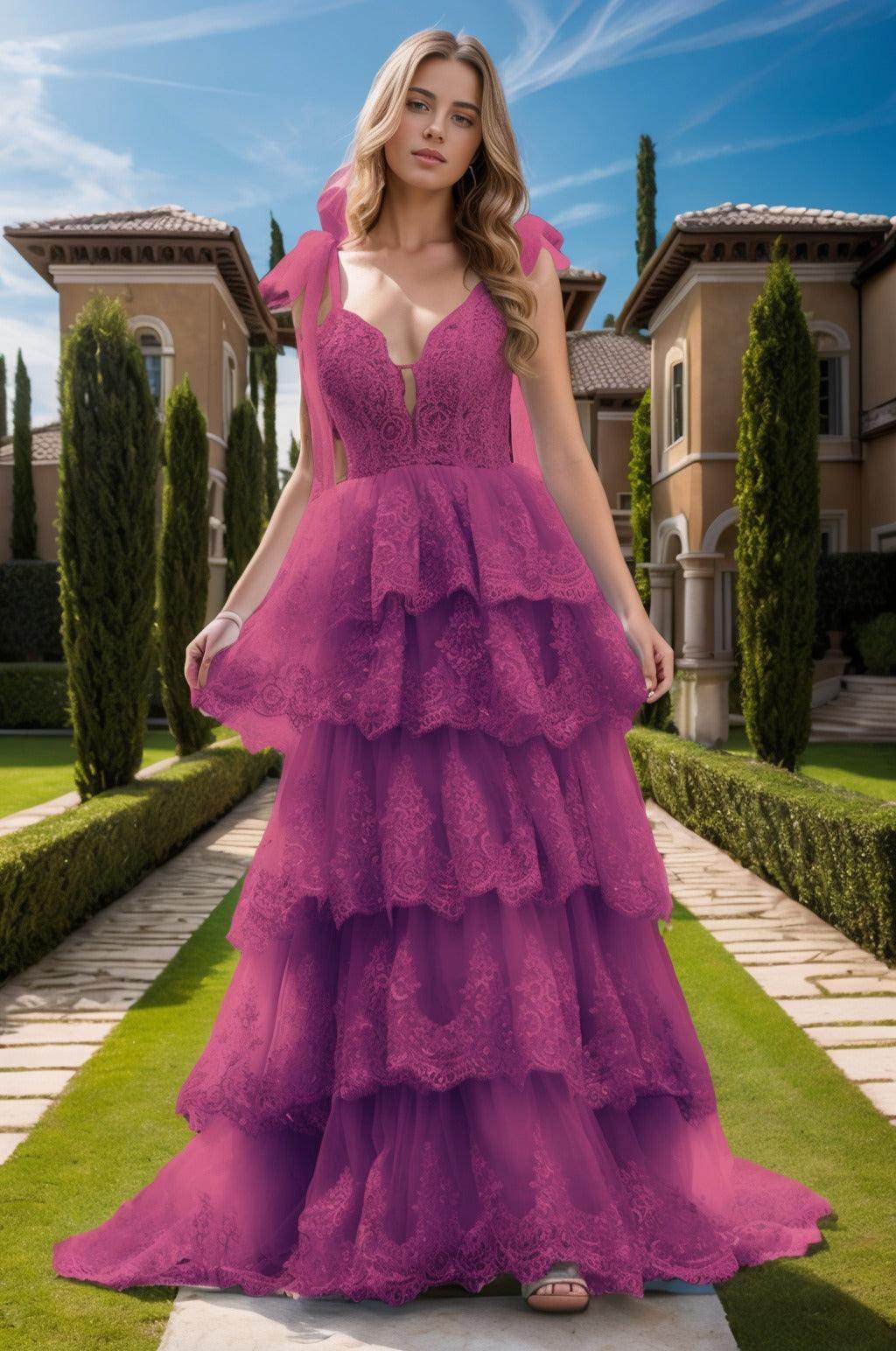 Ball Gown Sweep-Brush Train Tulle Prom Dress CS0461