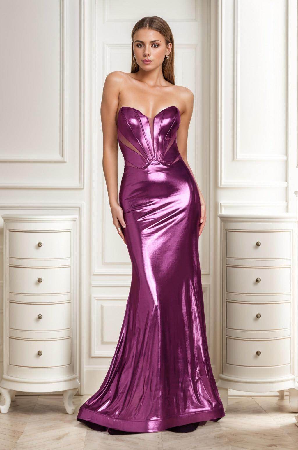Trumpet-Mermaid Sweep-Brush Train Hot Stamping Cloth Prom Dress CS0478