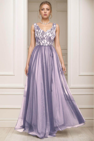 A-Line Sweep-Brush Train Tulle Prom Dress CS0466