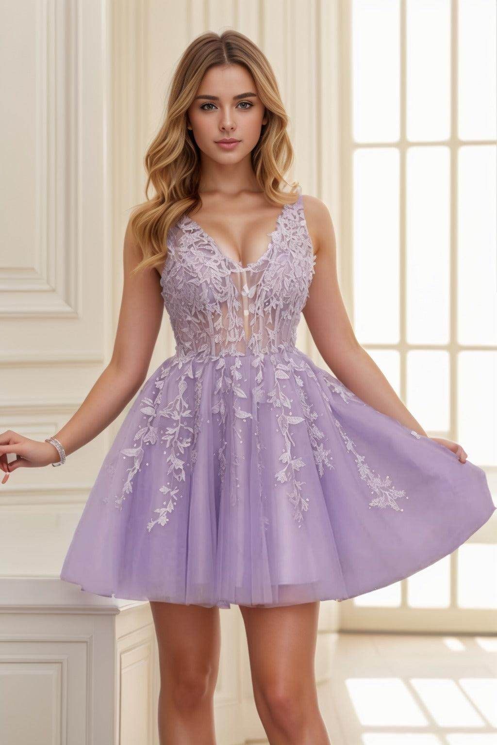 A-line Short-Mini Tulle Prom Dress CS0410