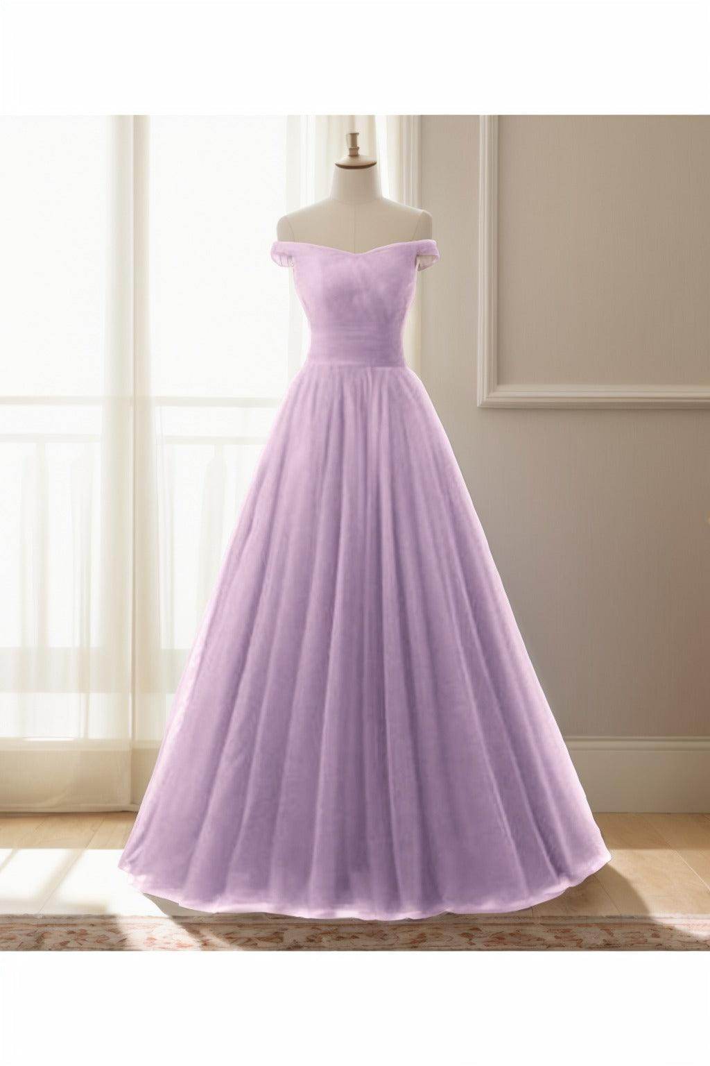 A-Line Floor Length Tulle Prom Dress CS0459