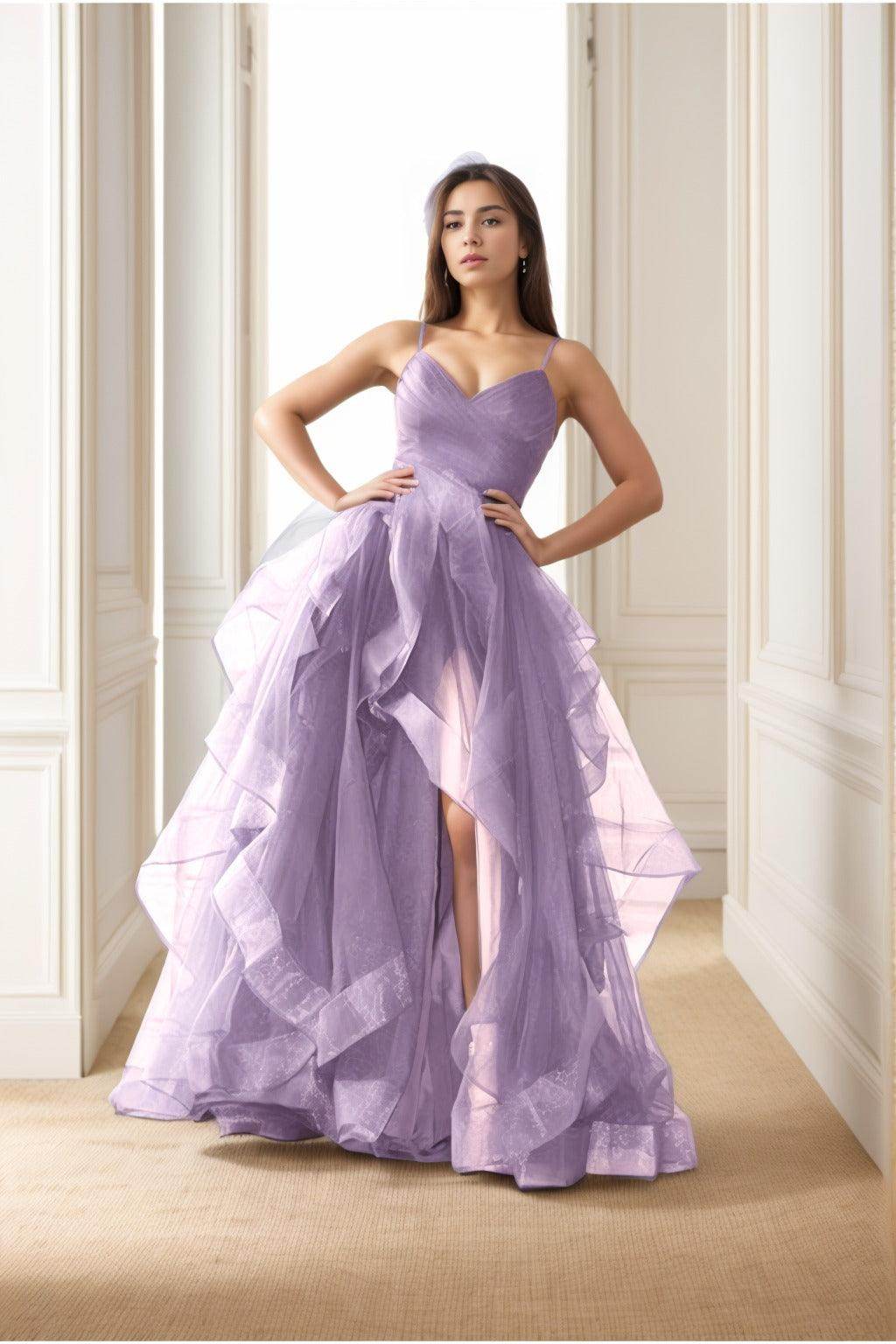 A-Line Floor-Length Tulle Prom Dress CS0412