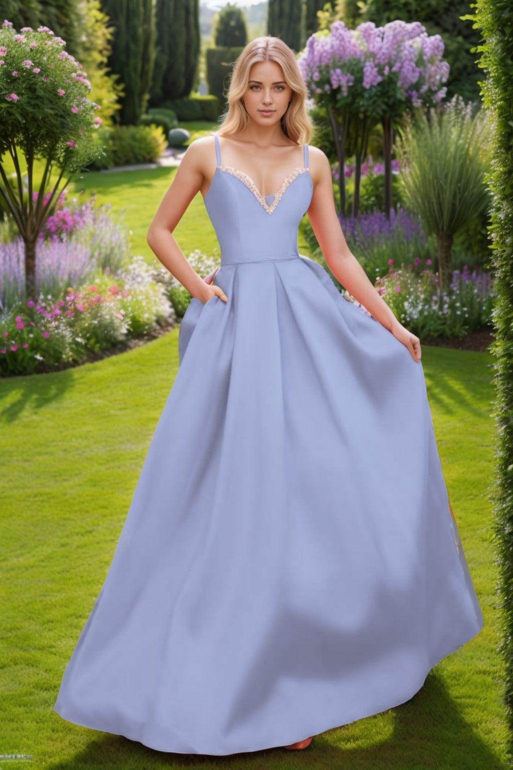 A-Line Floor Length Satin Prom Dress CS0451