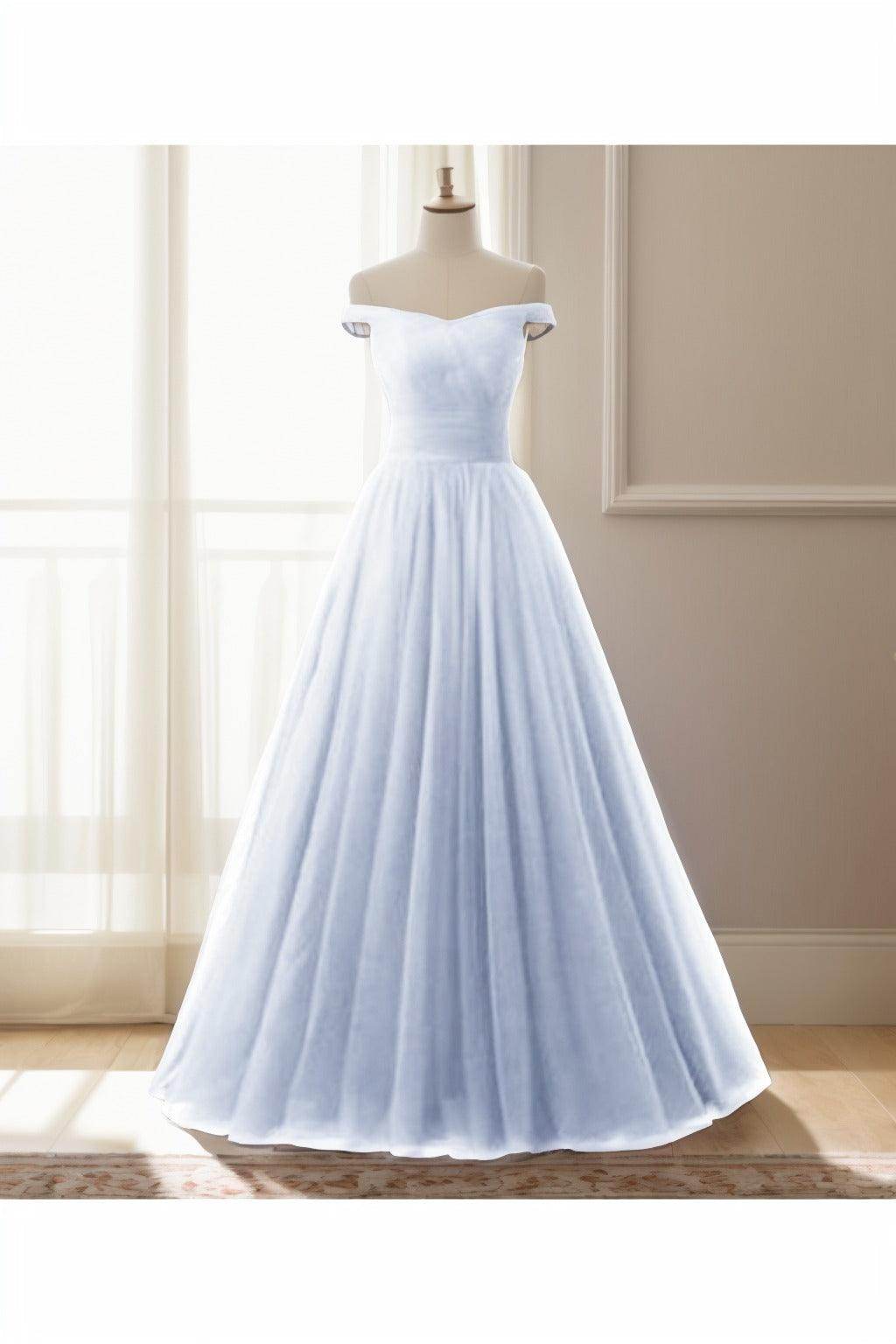 A-Line Floor Length Tulle Prom Dress CS0459