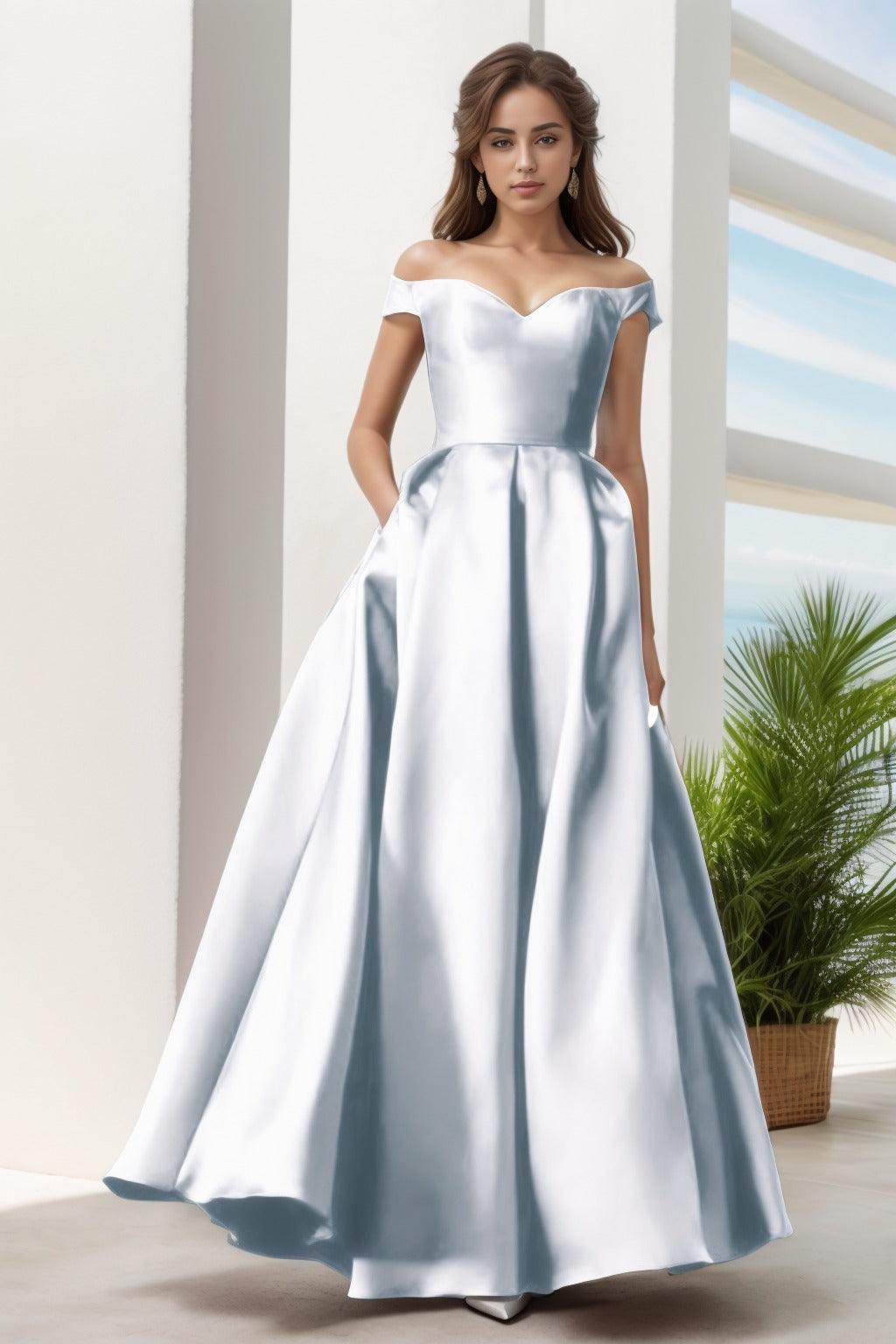 A-Line Floor Length Satin Prom Dress CS0408