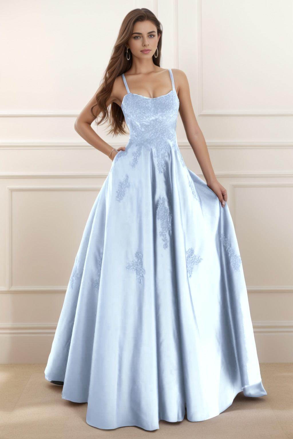 A-Line Floor Length Satin Prom Dress CS0458