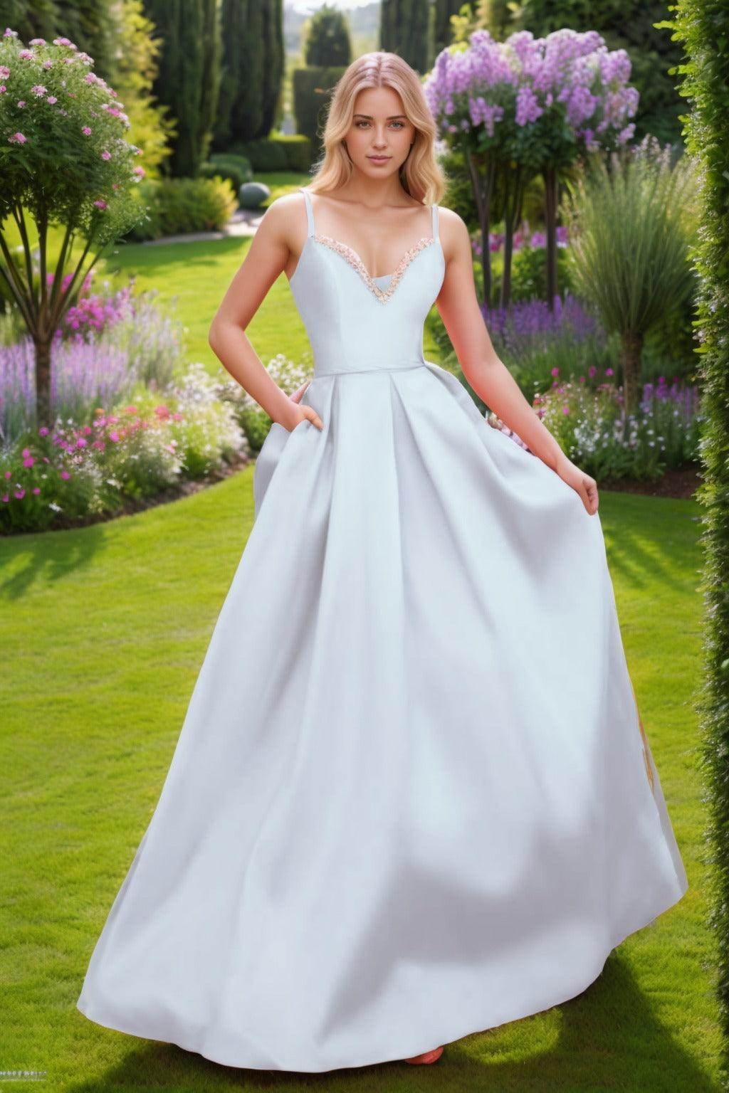 A-Line Floor Length Satin Prom Dress CS0451