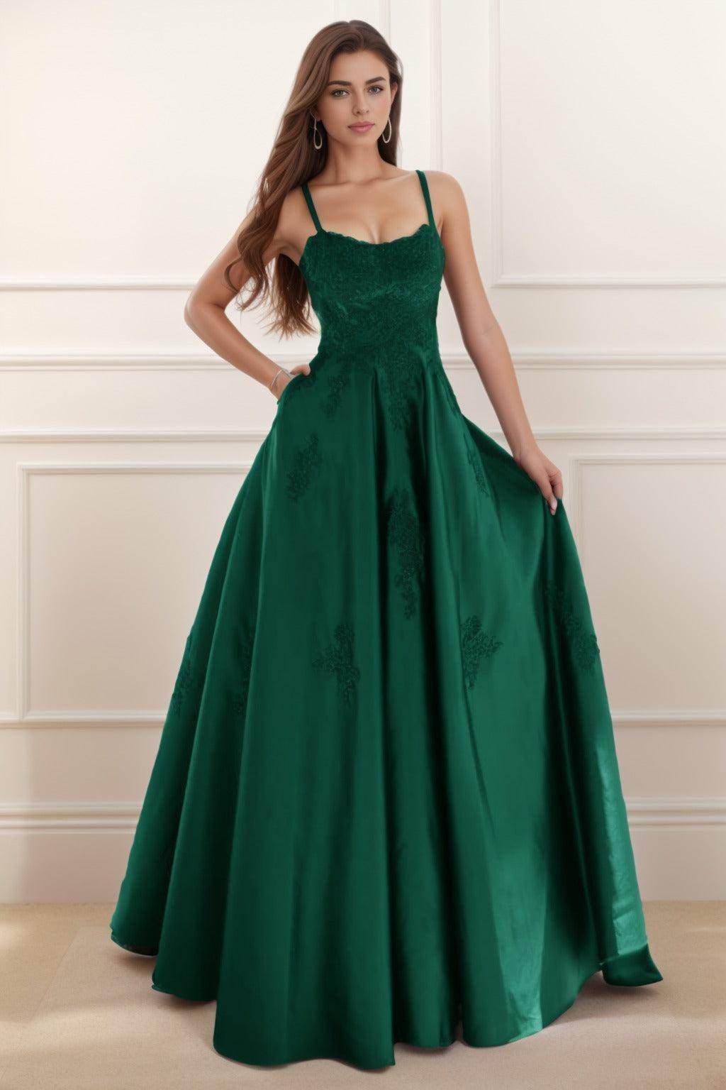 A-Line Floor Length Satin Prom Dress CS0458