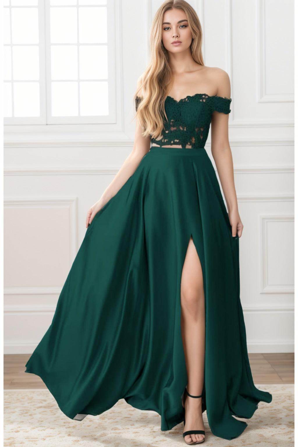 A-Line Sweep-Brush Train Elastic Satin Prom Dress CS0414