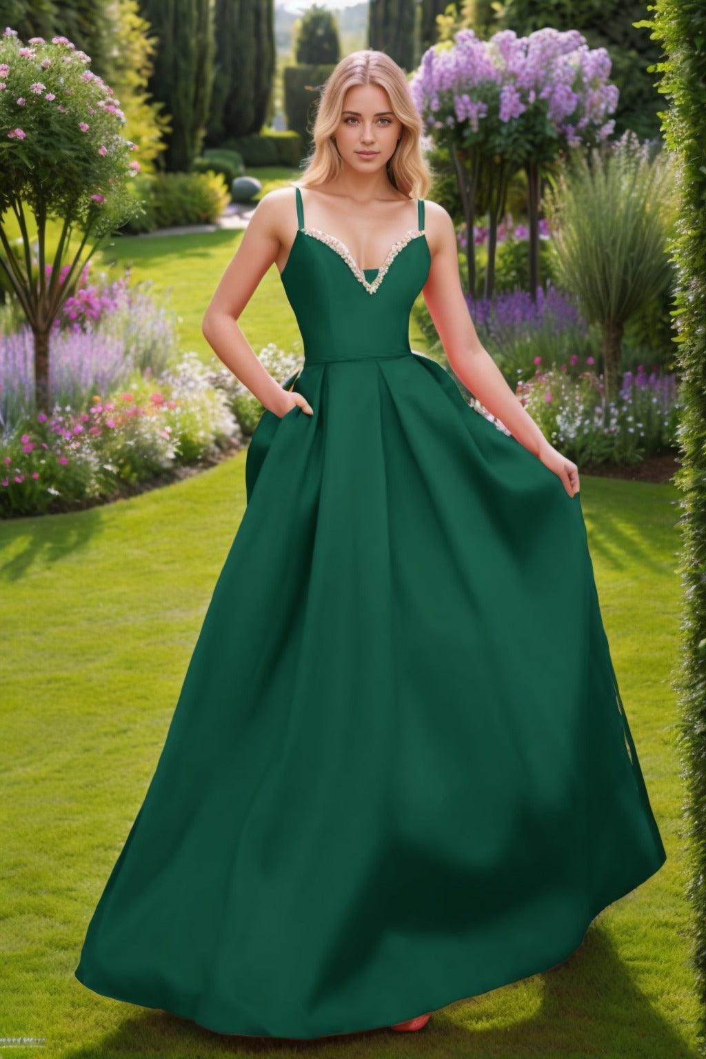 A-Line Floor Length Satin Prom Dress CS0451