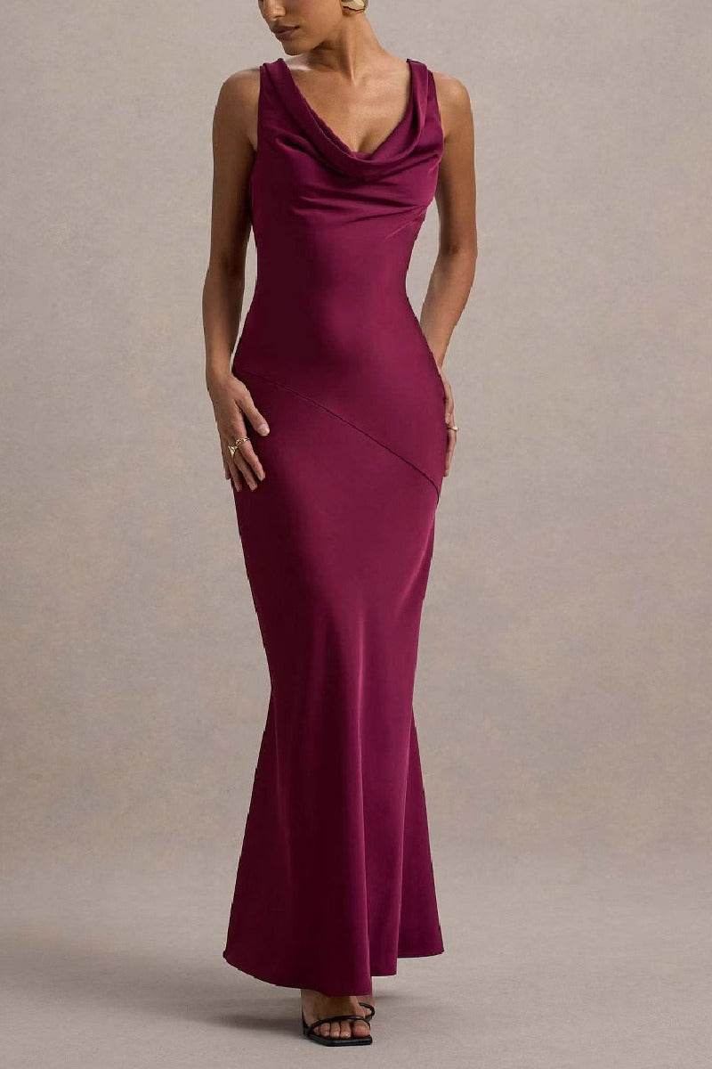 Trumpet-Mermaid Maxi Luxe Satin Semi-Formal Dresses 895917818892