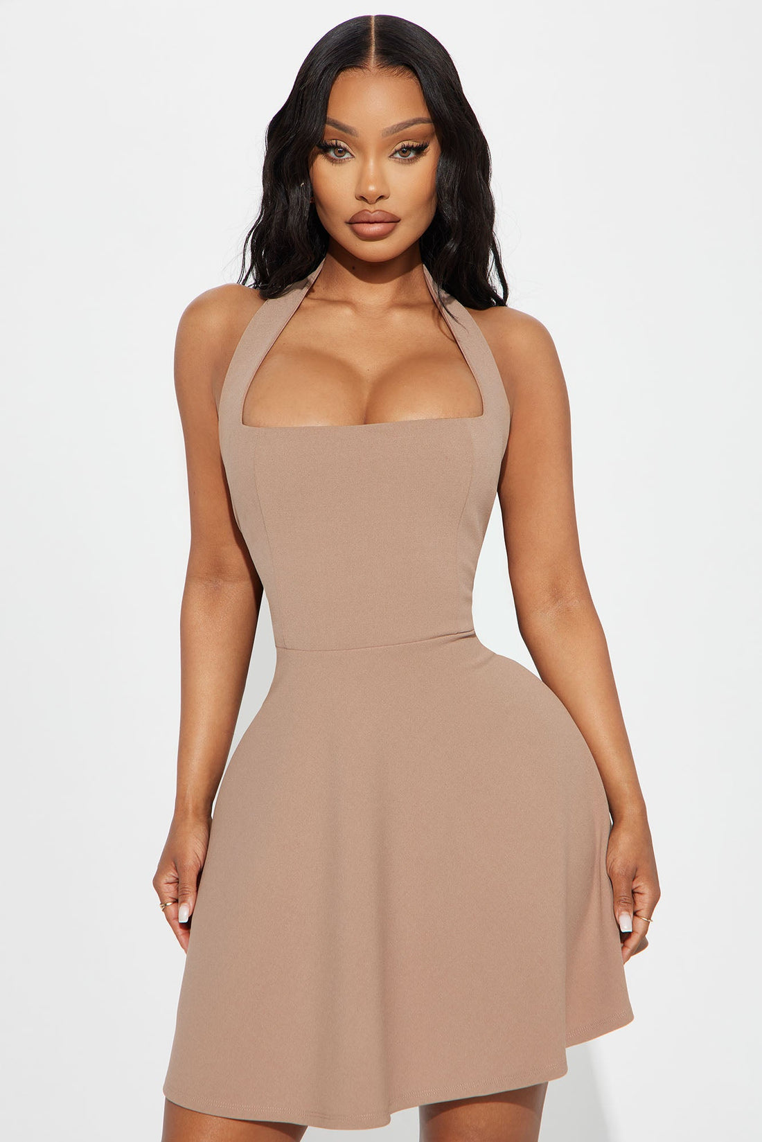 Alena Halter Mini Dress - Khaki