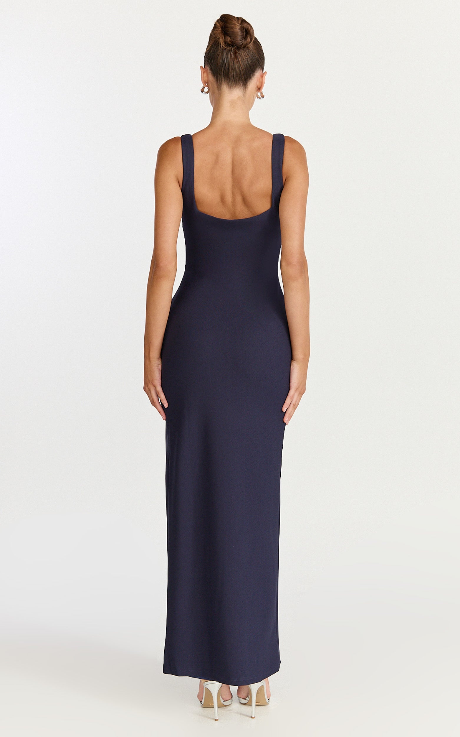 Thelma Maxi Dress - Square Neck Bodycon Dress in Navy