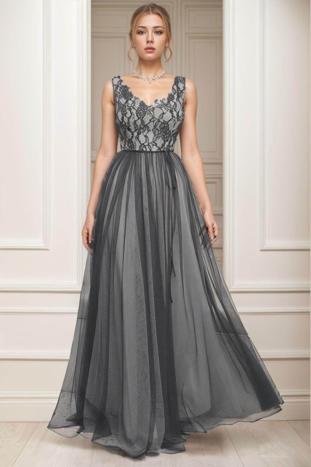 A-Line Sweep-Brush Train Tulle Prom Dress CS0466