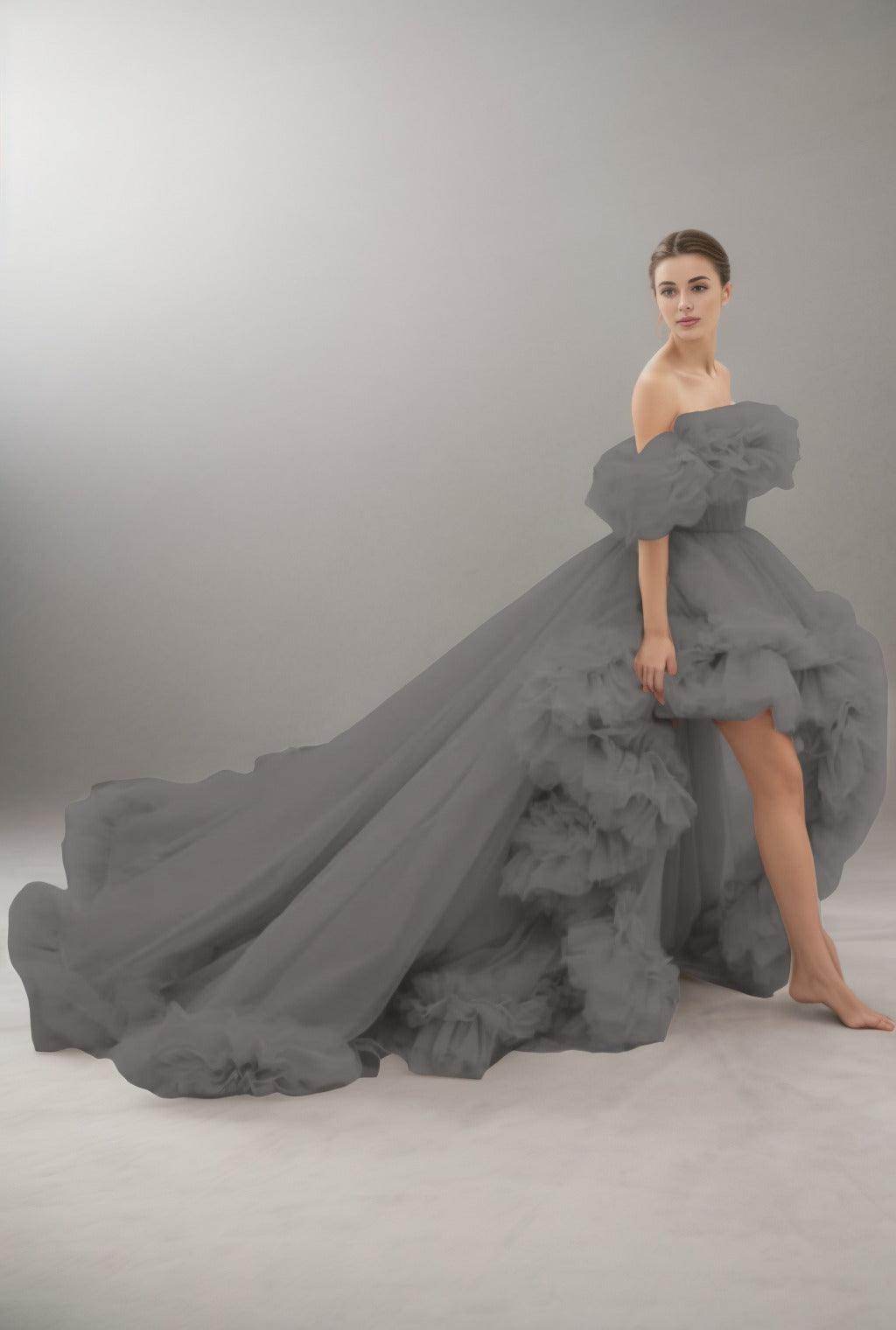 A-Line Court Train Tulle Prom Dress CS0406