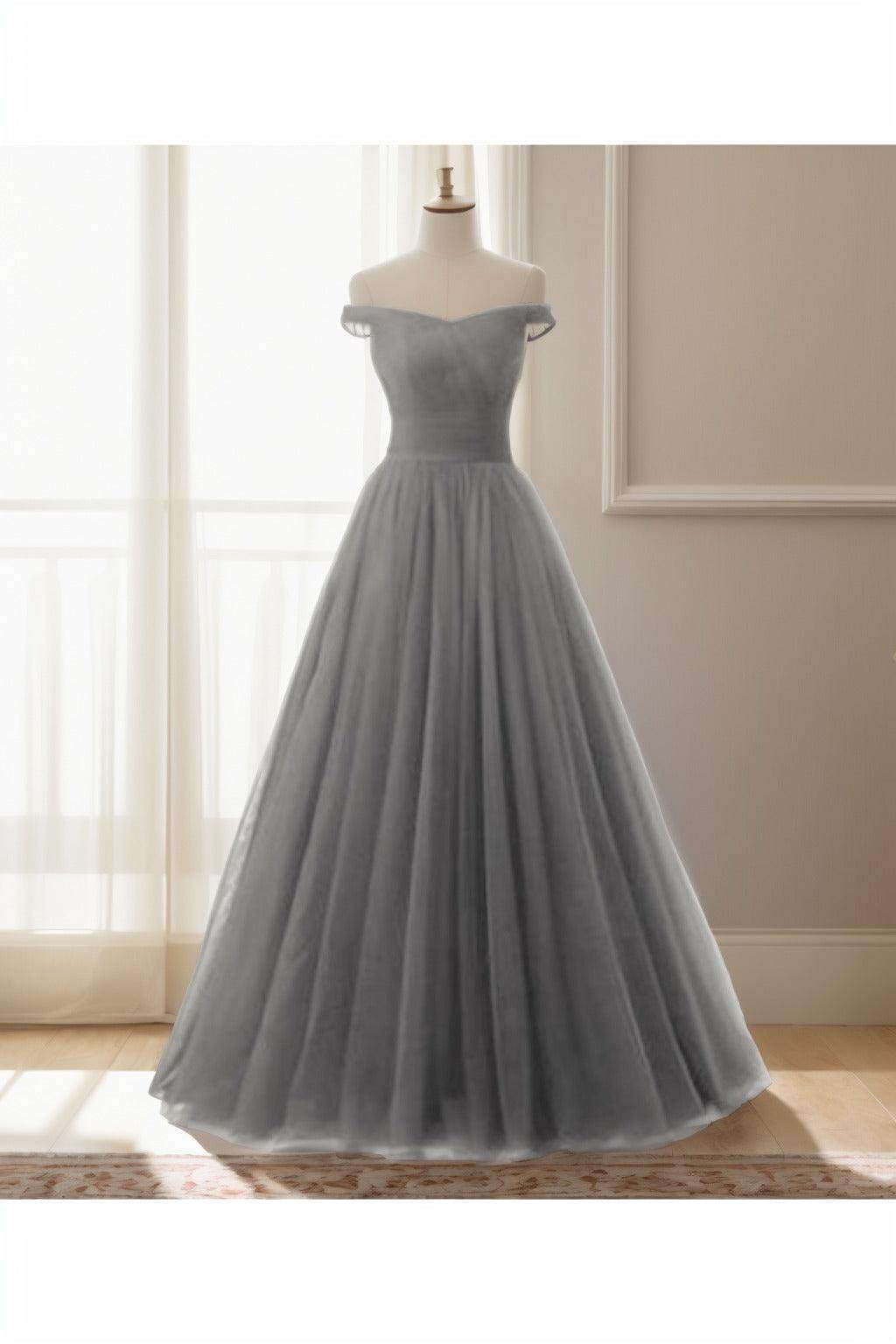 A-Line Floor Length Tulle Prom Dress CS0459