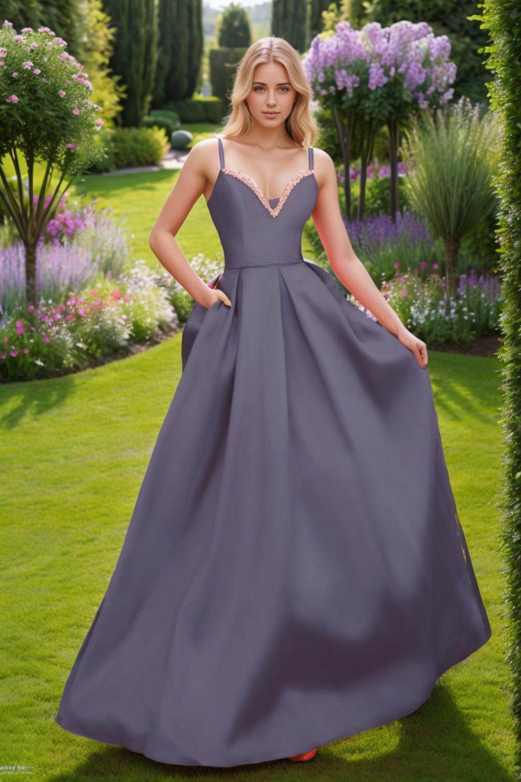 A-Line Floor Length Satin Prom Dress CS0451