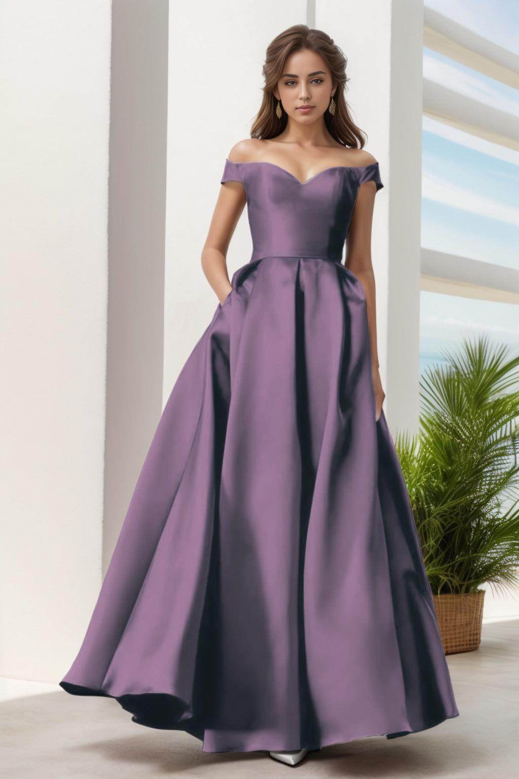 A-Line Floor Length Satin Prom Dress CS0408