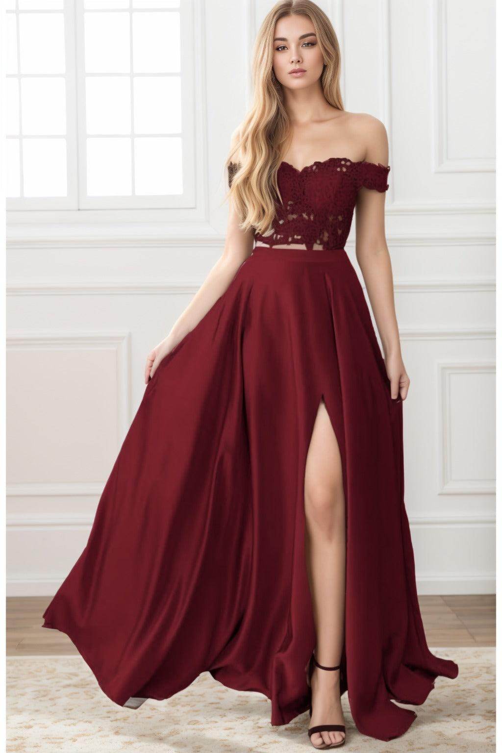 A-Line Sweep-Brush Train Elastic Satin Prom Dress CS0414
