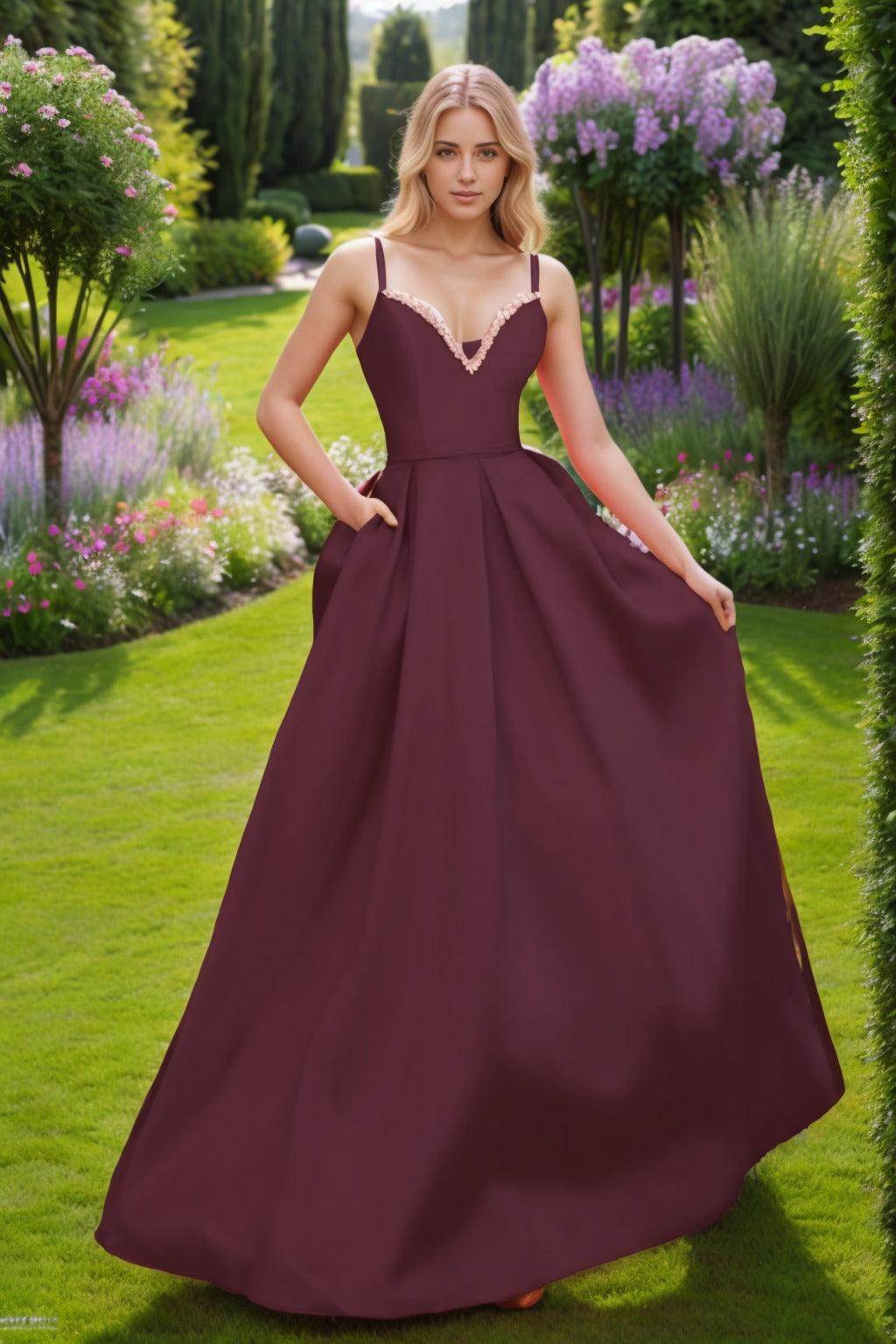 A-Line Floor Length Satin Prom Dress CS0451