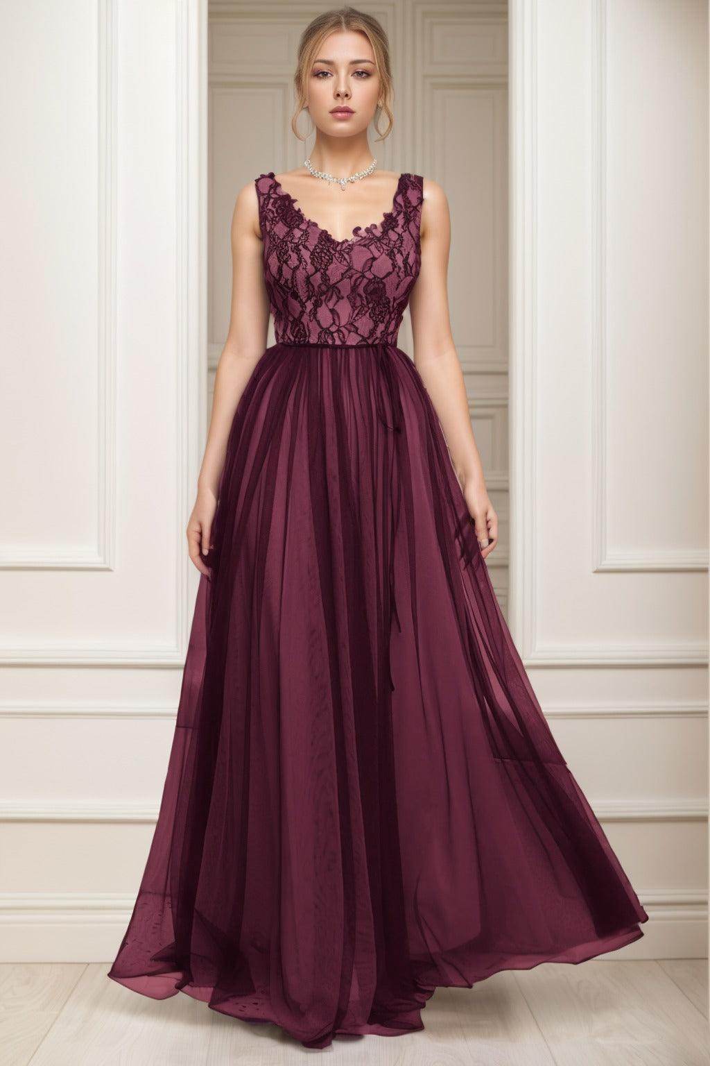 A-Line Sweep-Brush Train Tulle Prom Dress CS0466