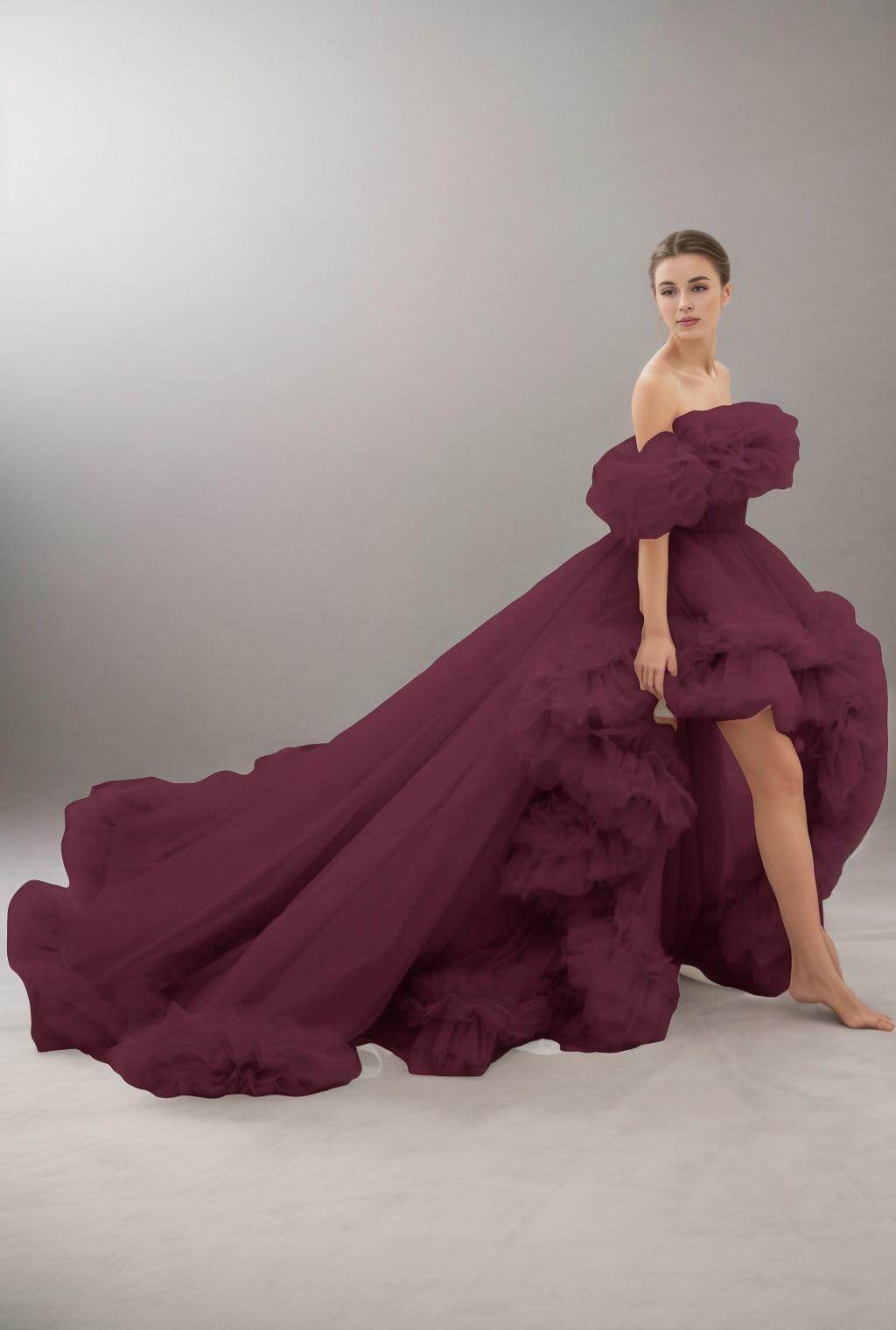 A-Line Court Train Tulle Prom Dress CS0406