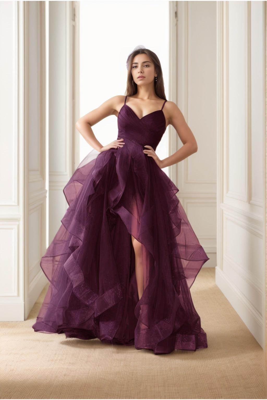 A-Line Floor-Length Tulle Prom Dress CS0412