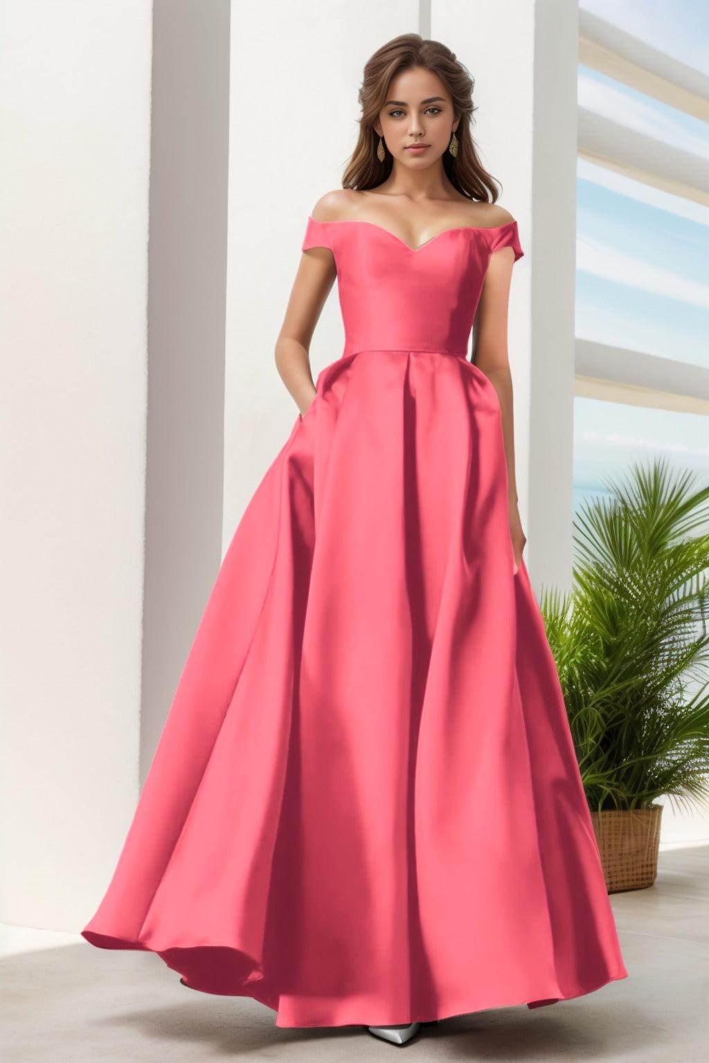 A-Line Floor Length Satin Prom Dress CS0408