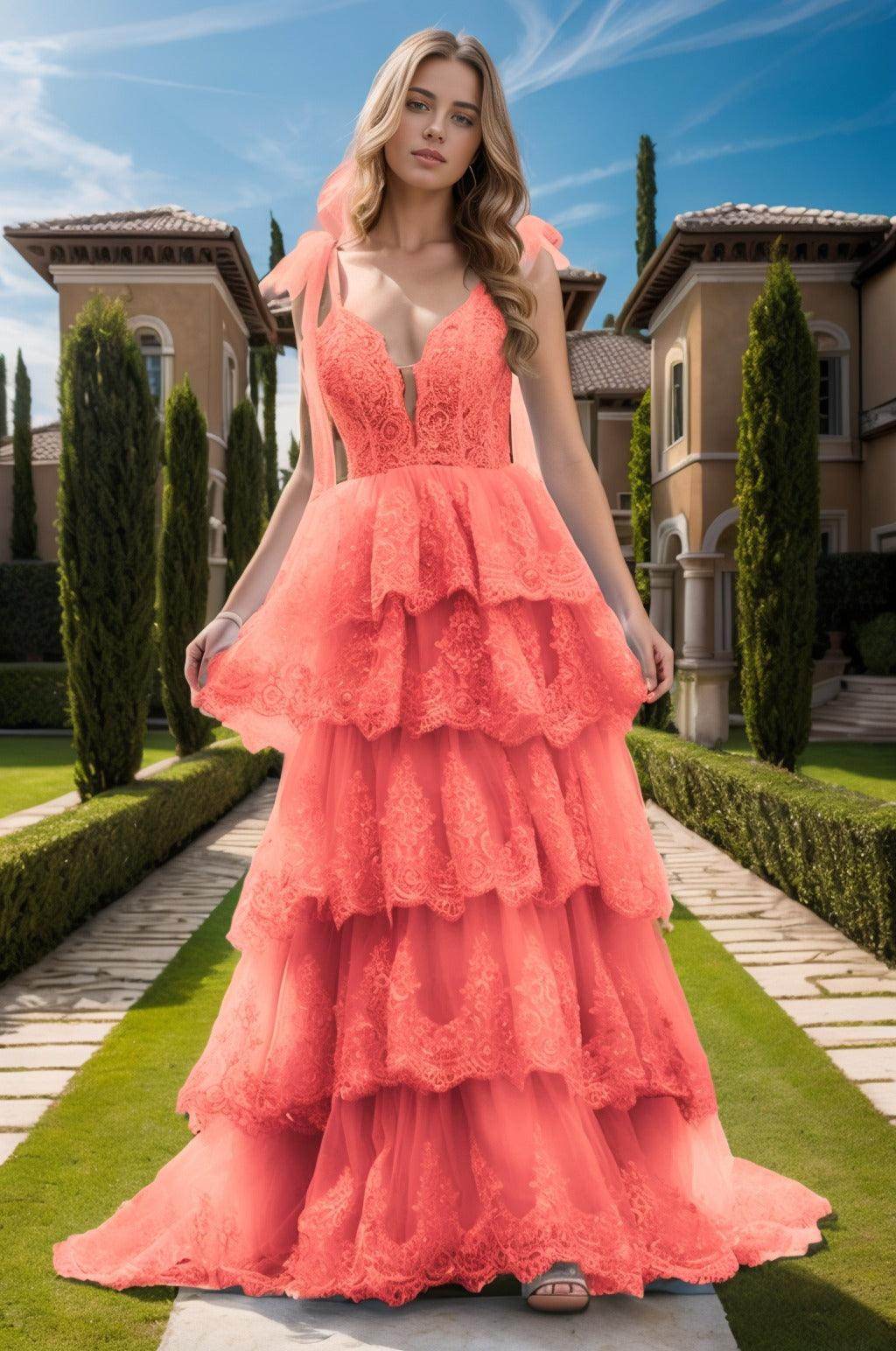 Ball Gown Sweep-Brush Train Tulle Prom Dress CS0461