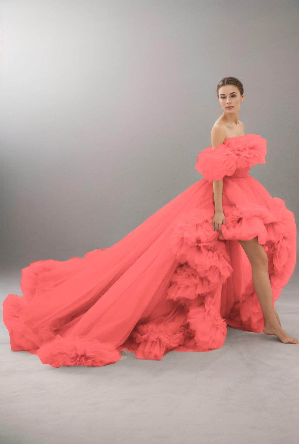A-Line Court Train Tulle Prom Dress CS0406