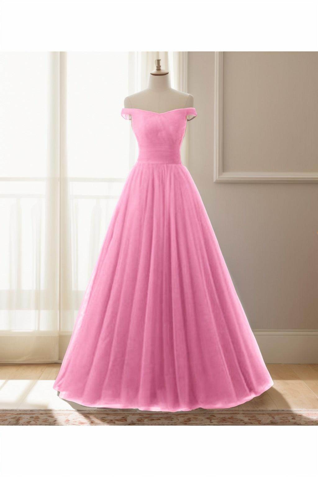 A-Line Floor Length Tulle Prom Dress CS0459