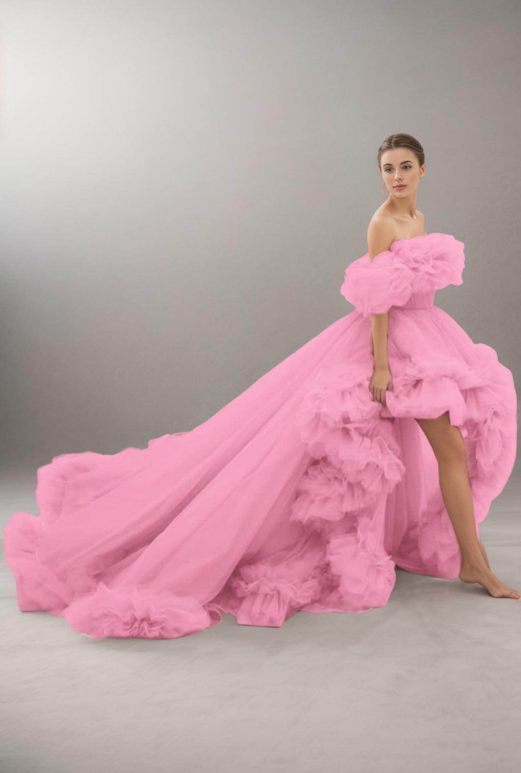 A-Line Court Train Tulle Prom Dress CS0406