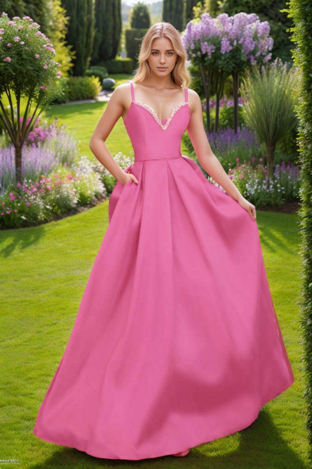 A-Line Floor Length Satin Prom Dress CS0451