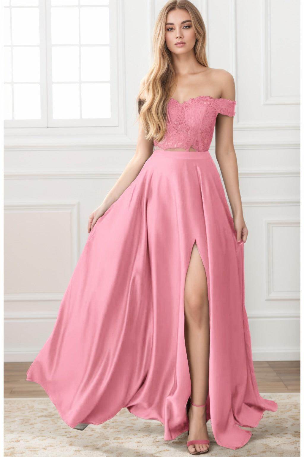 A-Line Sweep-Brush Train Elastic Satin Prom Dress CS0414