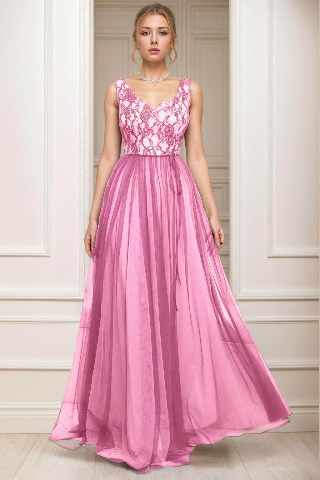 A-Line Sweep-Brush Train Tulle Prom Dress CS0466