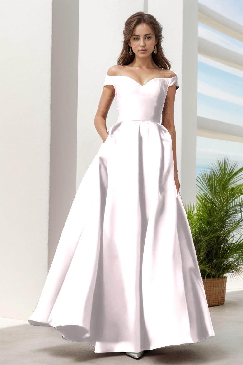 A-Line Floor Length Satin Prom Dress CS0408