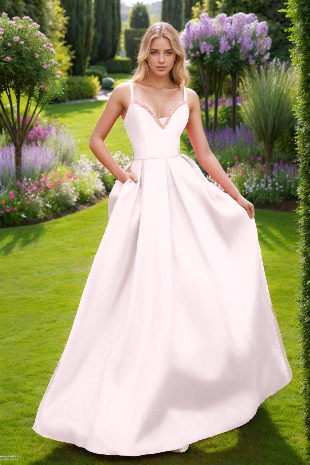 A-Line Floor Length Satin Prom Dress CS0451