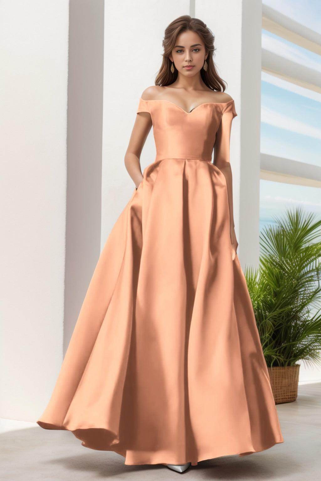A-Line Floor Length Satin Prom Dress CS0408