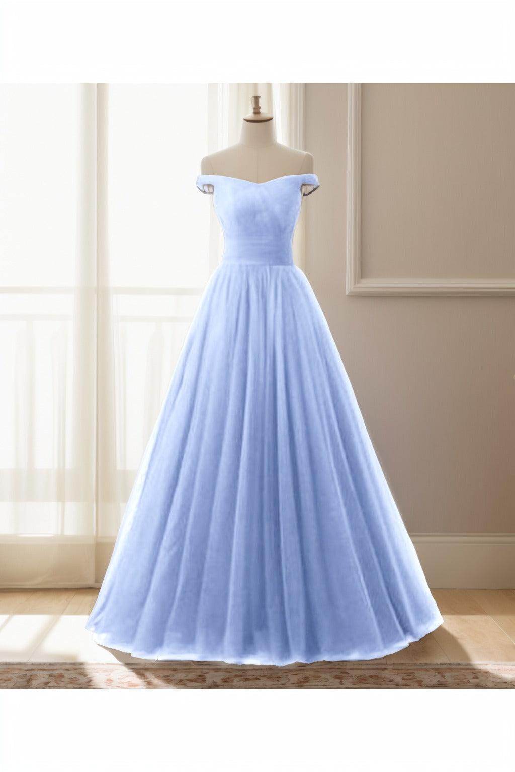 A-Line Floor Length Tulle Prom Dress CS0459
