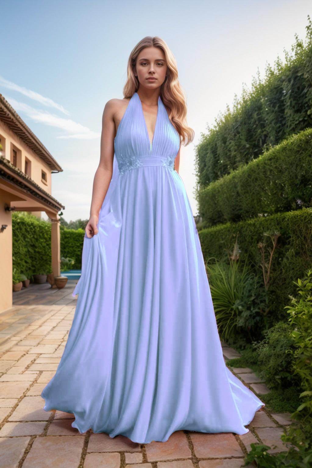 A-Line Sweep-Brush Train Chiffon Prom Dress CS0457