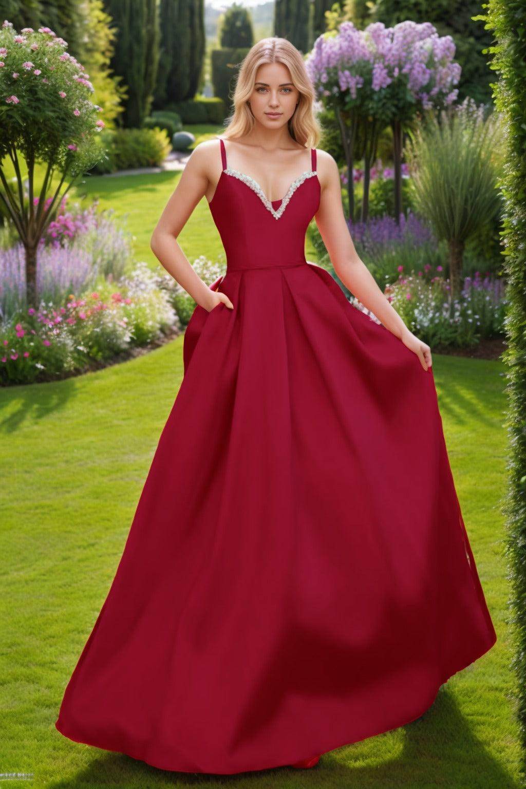 A-Line Floor Length Satin Prom Dress CS0451