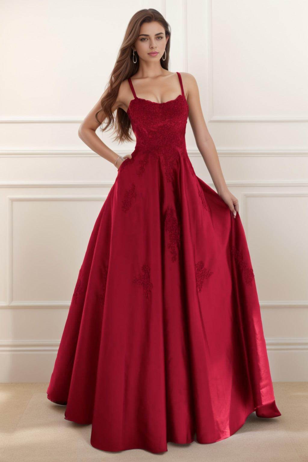A-Line Floor Length Satin Prom Dress CS0458