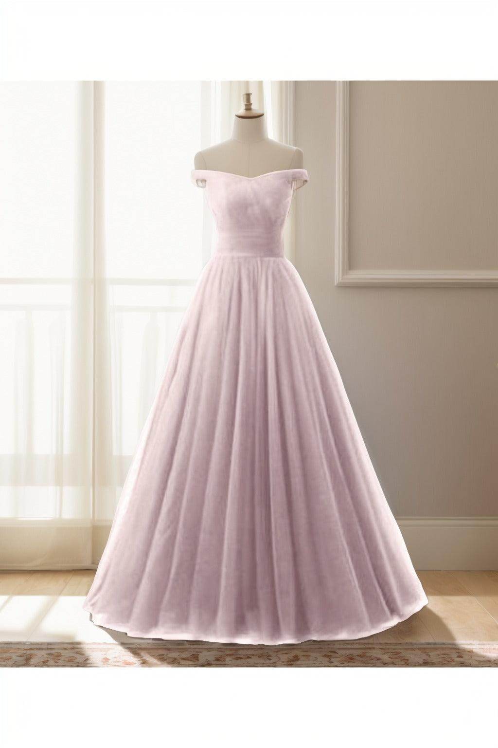 A-Line Floor Length Tulle Prom Dress CS0459