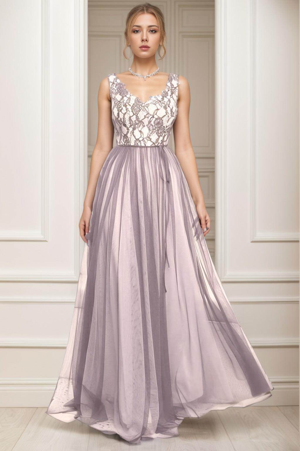 A-Line Sweep-Brush Train Tulle Prom Dress CS0466