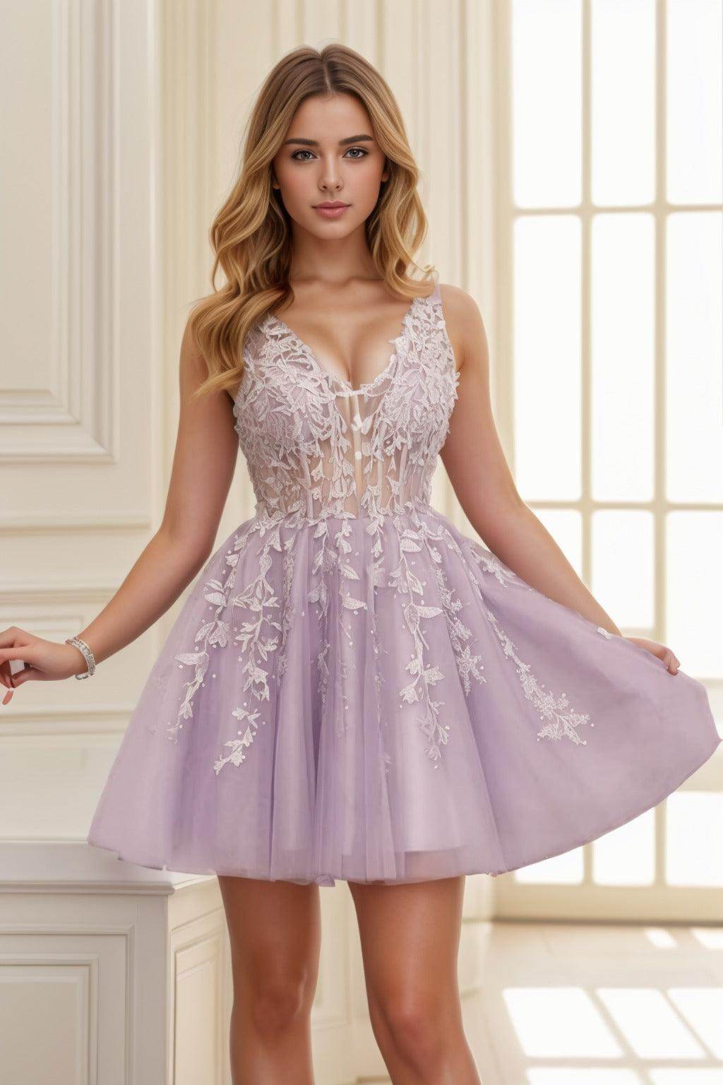 A-line Short-Mini Tulle Prom Dress CS0410
