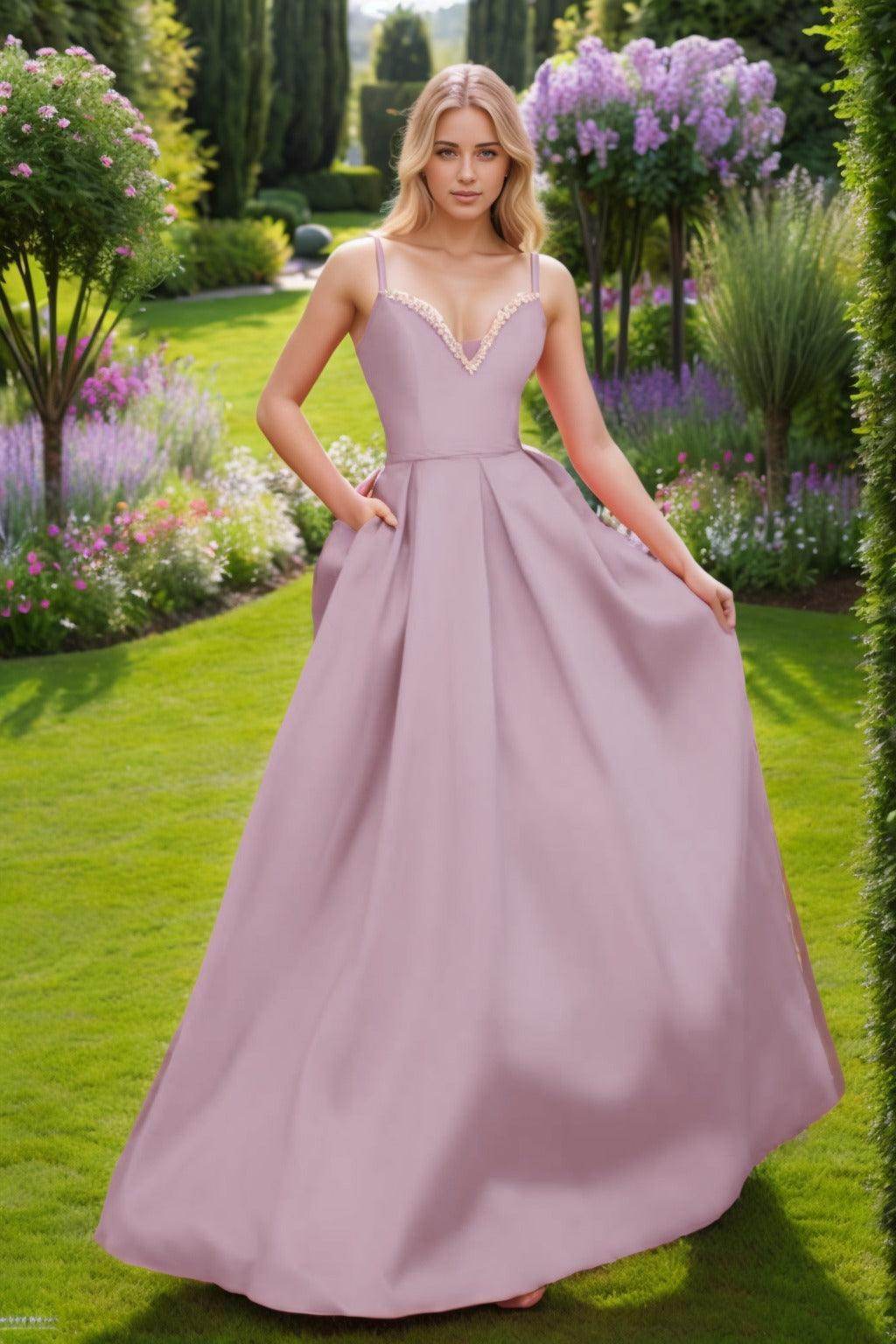 A-Line Floor Length Satin Prom Dress CS0451